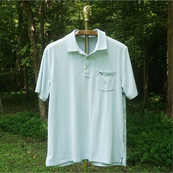 Vineyard Vines Men’s Blue Stripe Casual Polo Shirt